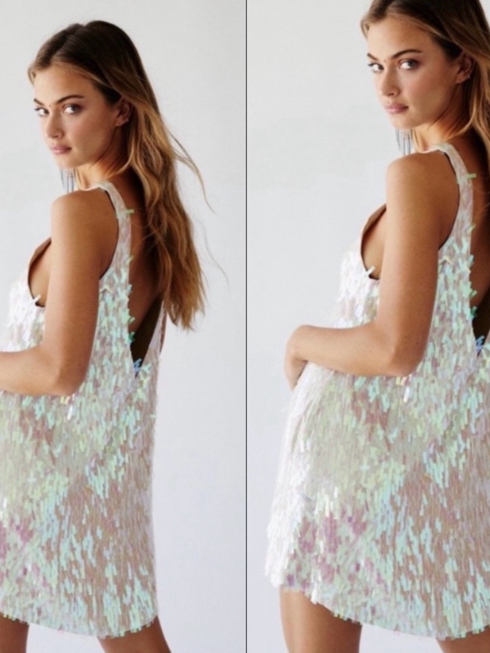 Free People NWOT Bali Over the Rainbow Mini Sequin Dress Size M